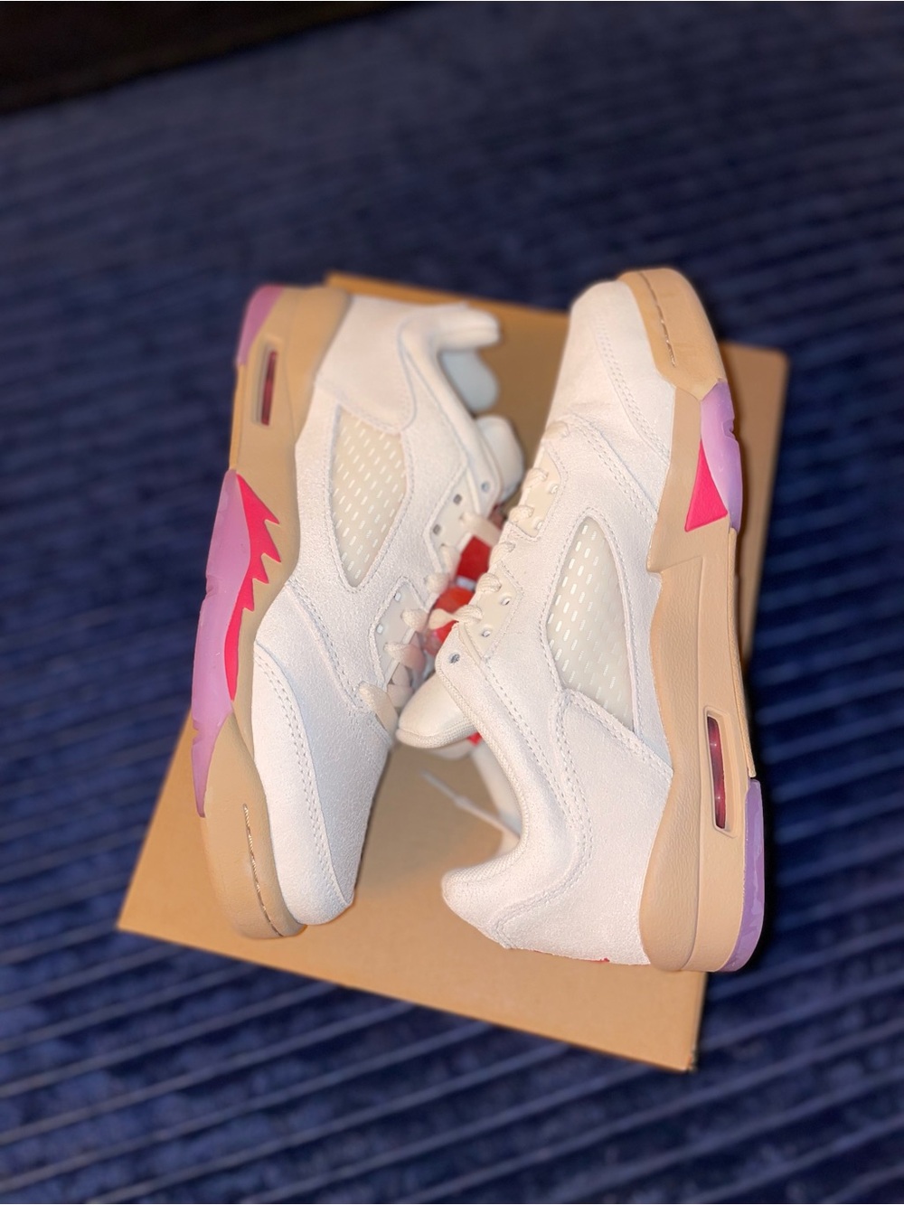 Jordan Women’s White Sneakers with Pink and Tan Accents